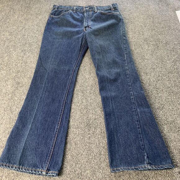 VTG Levis 70s Jeans Scovill Gardlok Zipper Orange Tab Bell Bottoms Size 33x28.5